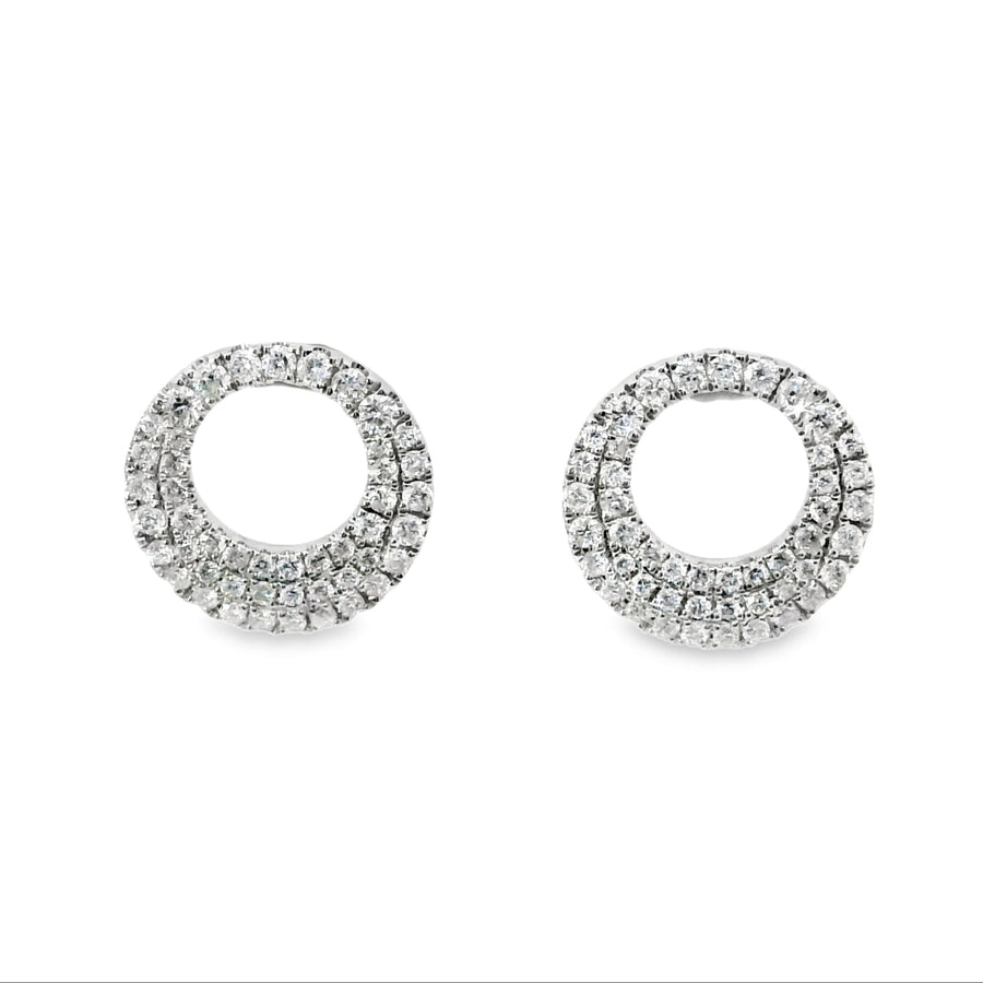 18kt White Gold Full Cut Diamond Hoop Earrings (.59ct)