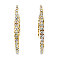 18kt Yellow Gold Natural Diamonds Medium Hoop Earrings (2.22ct)