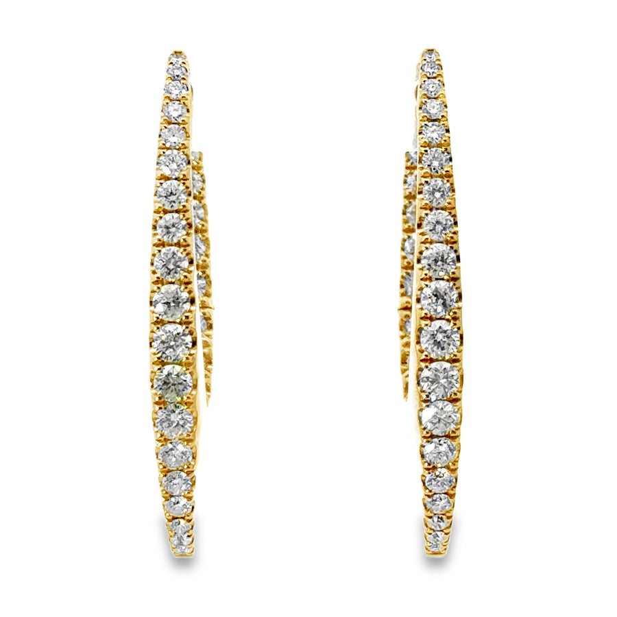 18kt Yellow Gold Natural Diamonds Medium Hoop Earrings (2.22ct)