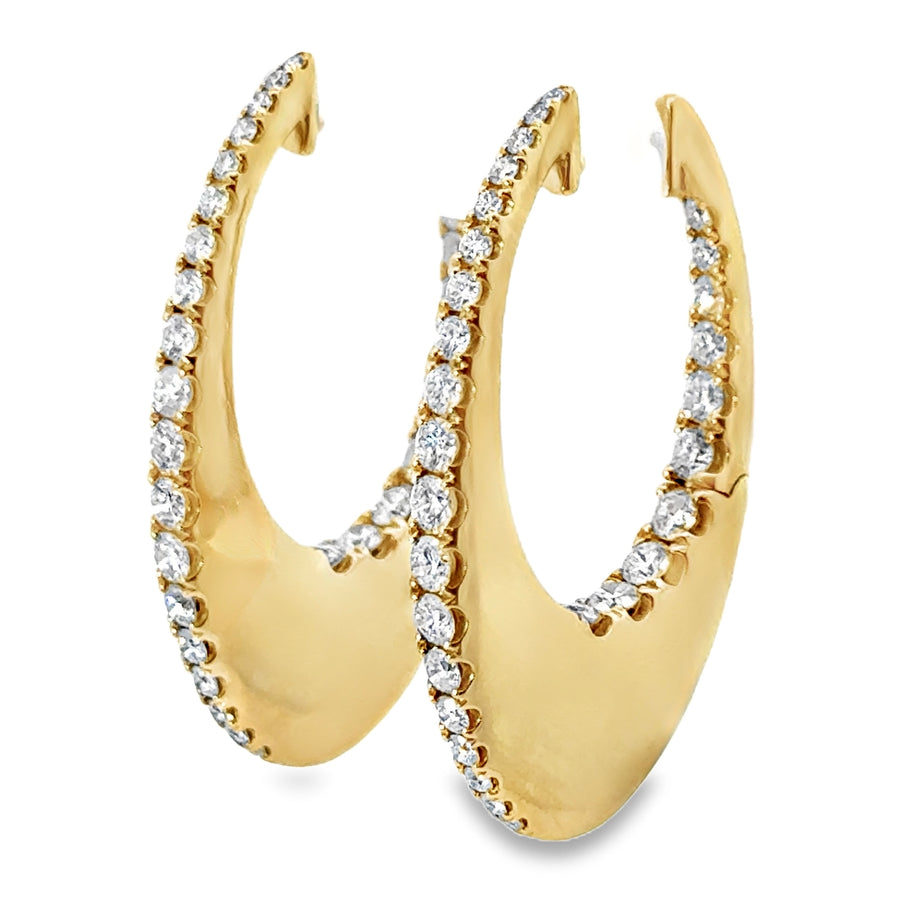 18kt Yellow Gold Natural Diamonds Medium Hoop Earrings (2.22ct)