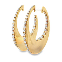 18kt Yellow Gold Natural Diamonds Medium Hoop Earrings (2.22ct)