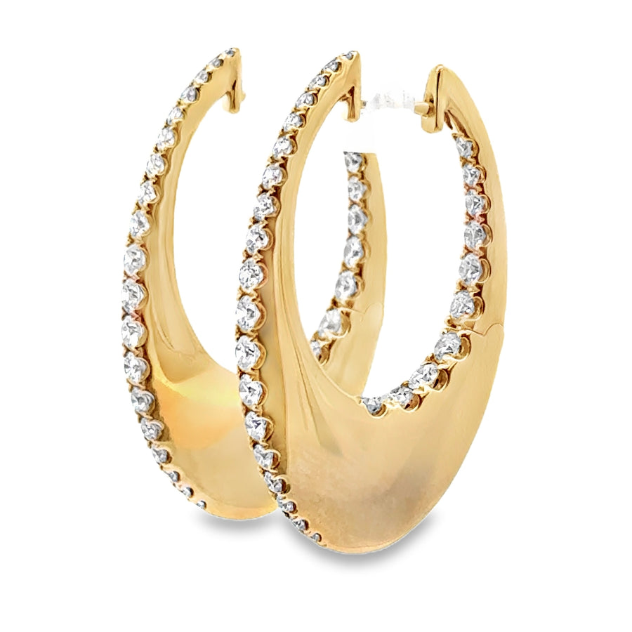 18kt Yellow Gold Natural Diamonds Medium Hoop Earrings (2.22ct)