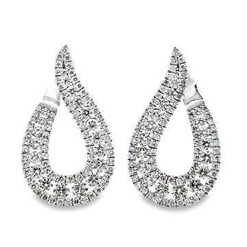 18kt White Gold Natural Diamonds Medium Hoop Earrings (2.44ct)