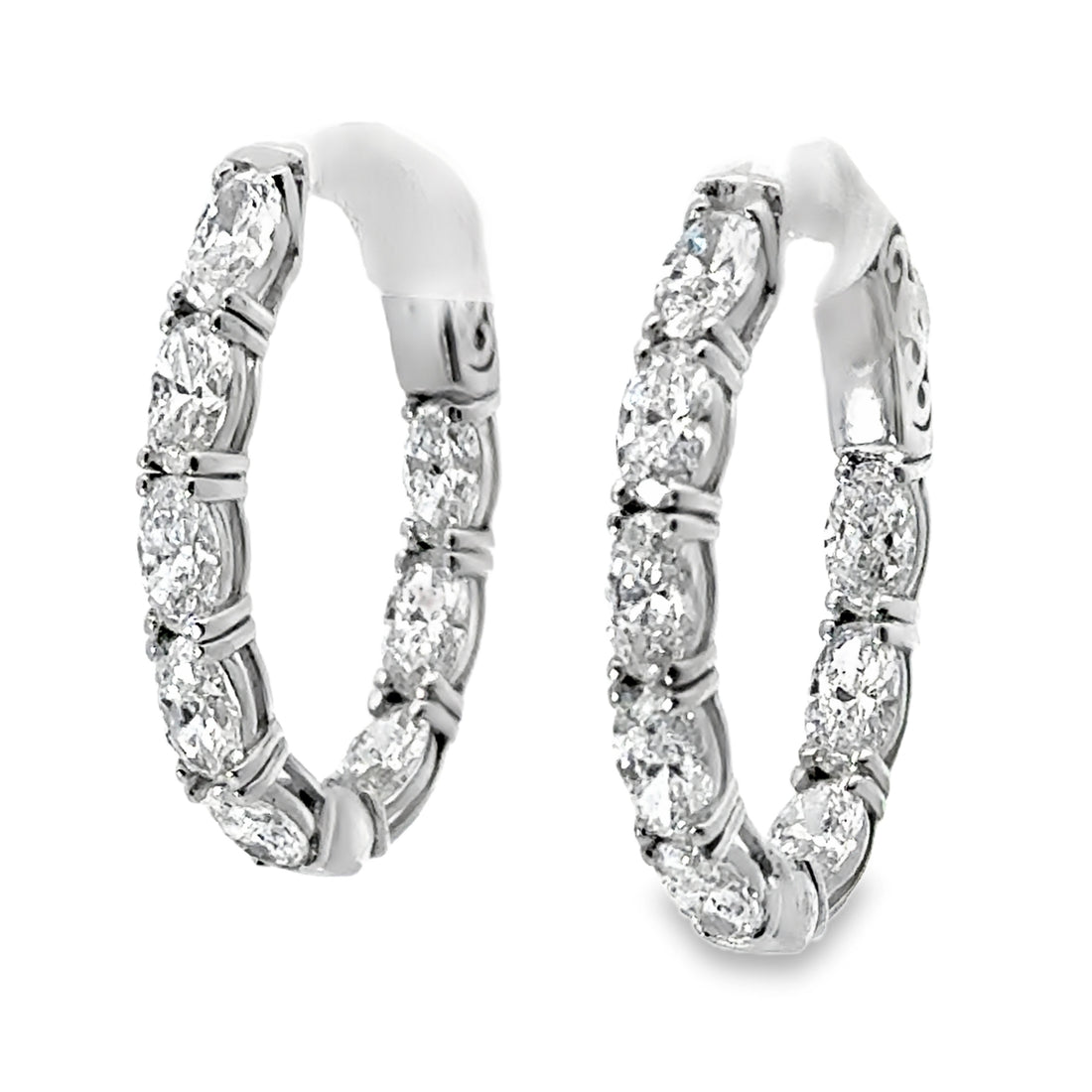 14kt White Gold Lab-Grown Diamonds Medium Hoop Earrings (3.24ct)