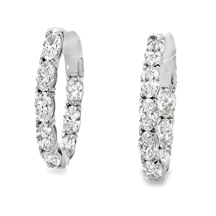 14kt White Gold Lab-Grown Diamonds Medium Hoop Earrings (3.24ct)