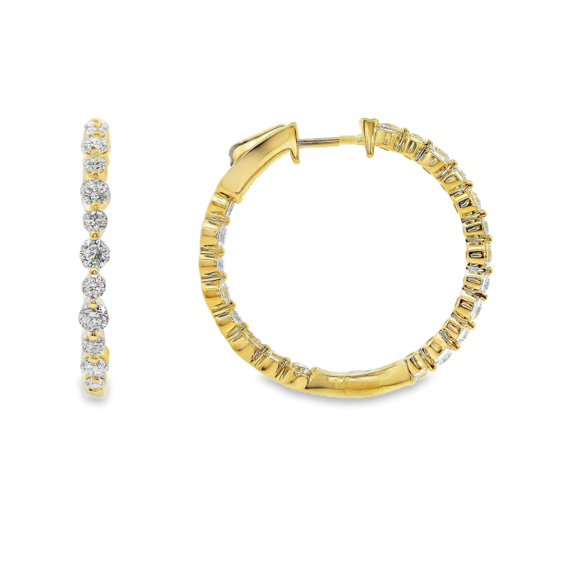 14kt Yellow Gold Lab-Grown Round Diamond Medium Hoop Earrings (1.77ct)