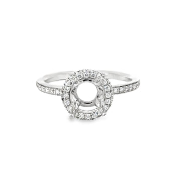 18kt White Gold Halo Natural Diamonds Semi-Mount Ring (0.41ct)