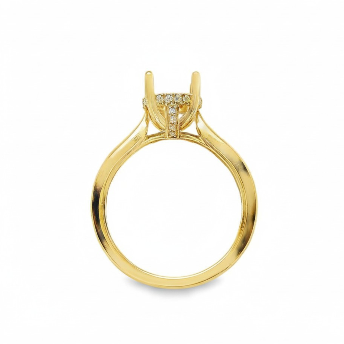 18kt Yellow Gold Full-Cut Diamond Hidden Halo Semi-Mount Ring (.08ct)