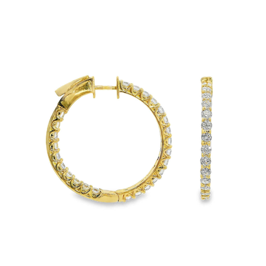 14kt Yellow Gold Lab-Grown Round Diamond Medium Hoop Earrings (1.50ct)