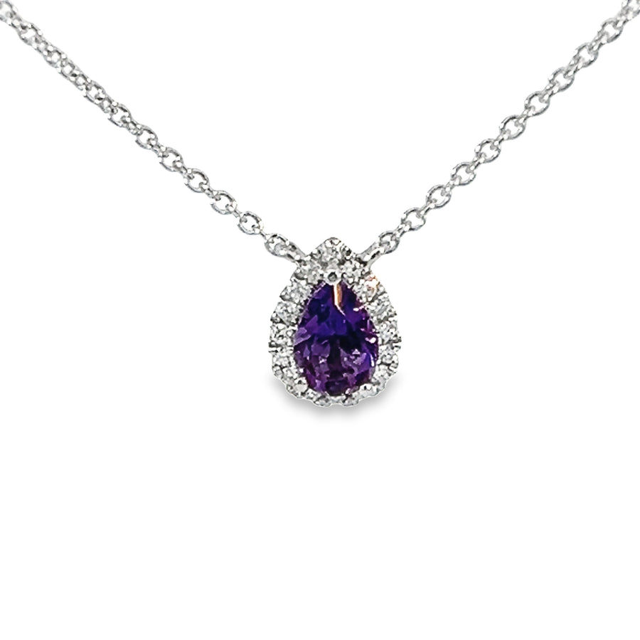 18kt White Gold Natural Diamonds And Simulant Created Sapphire Pendant (0.46ct)