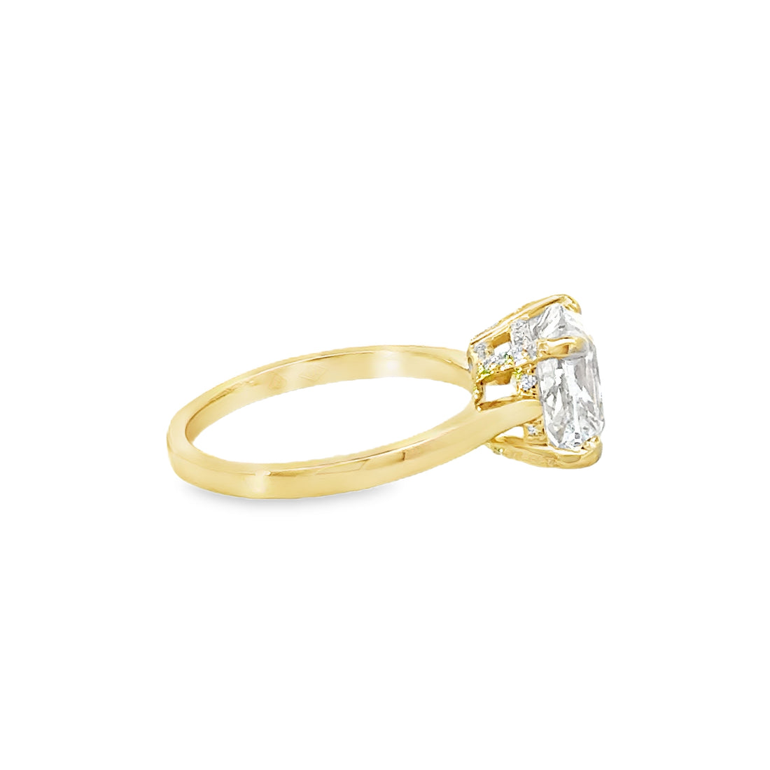 18kt Yellow Gold Lab-Grown Cushion Diamond Engagement Ring (3.12ct)