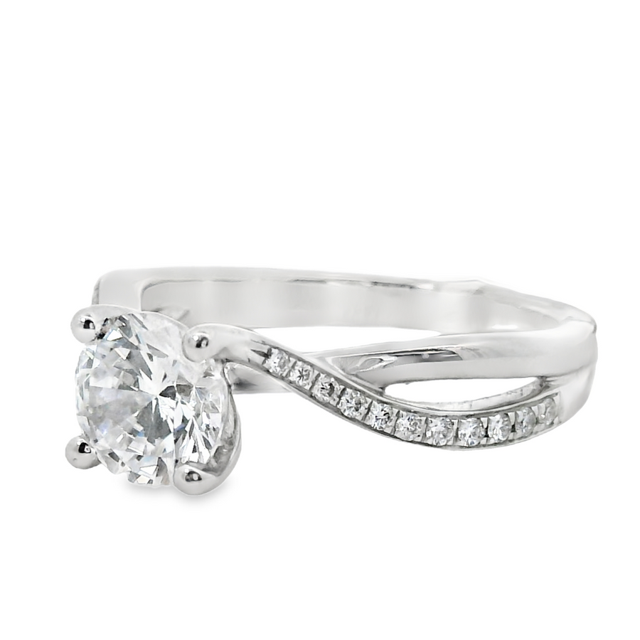 18kt White Gold Natural Round Diamond Engagement Ring (0.11ct)