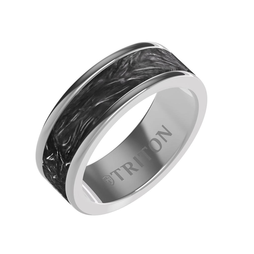 Triton Gray Tungsten Carbide and Carbon Fiber 6mm Ring