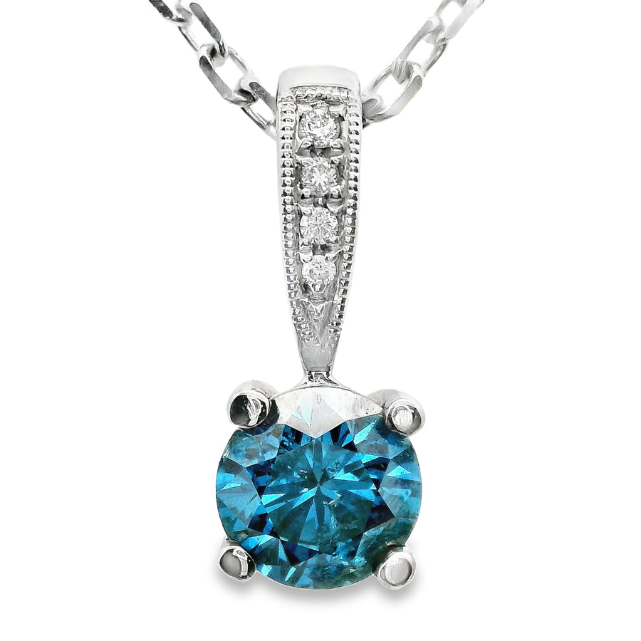 14kt White Gold Irradiated Blue Diamond Pendant (0.81ct)