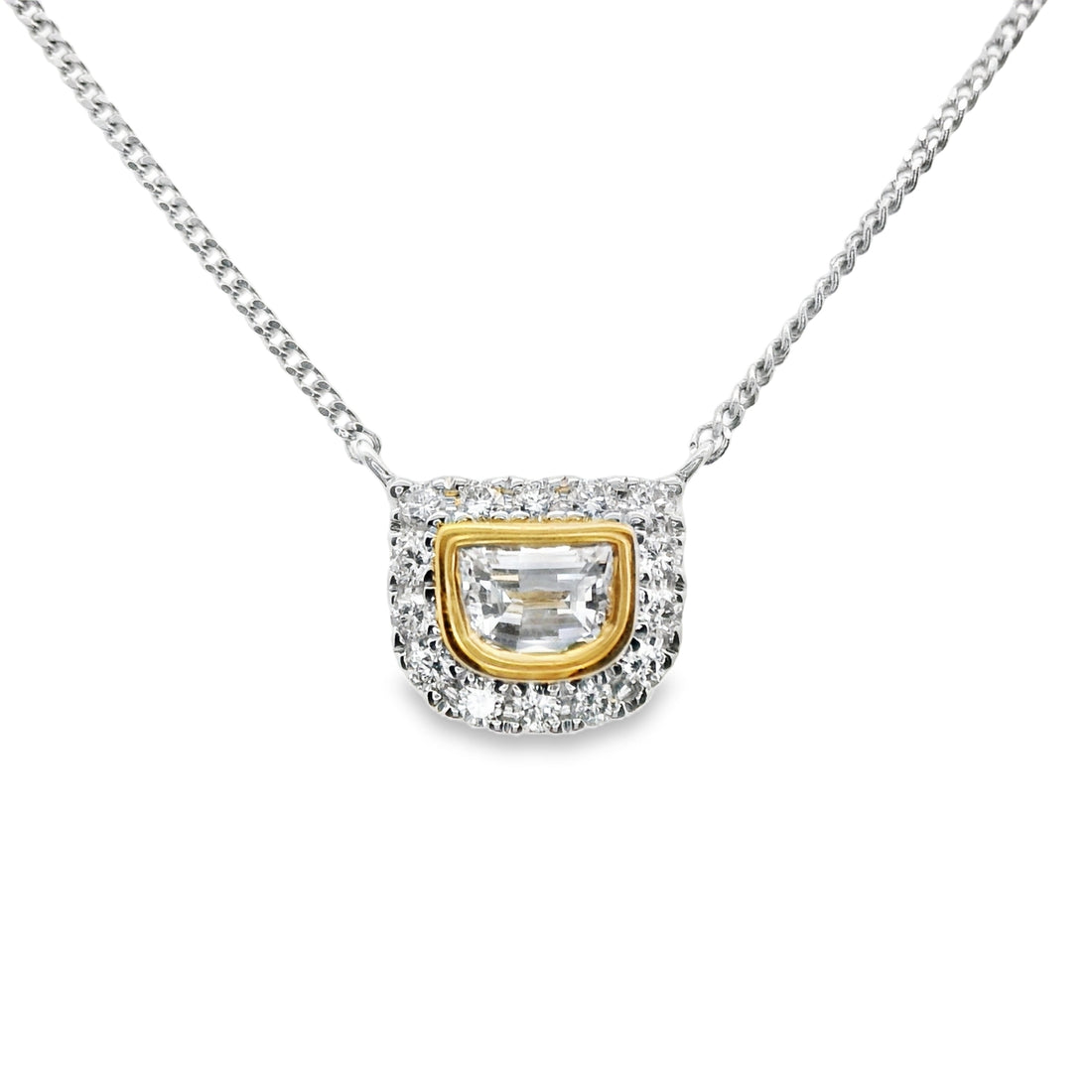 18kt Tu-Tone Gold Natural Diamond Free Form Pendant (.33ct)