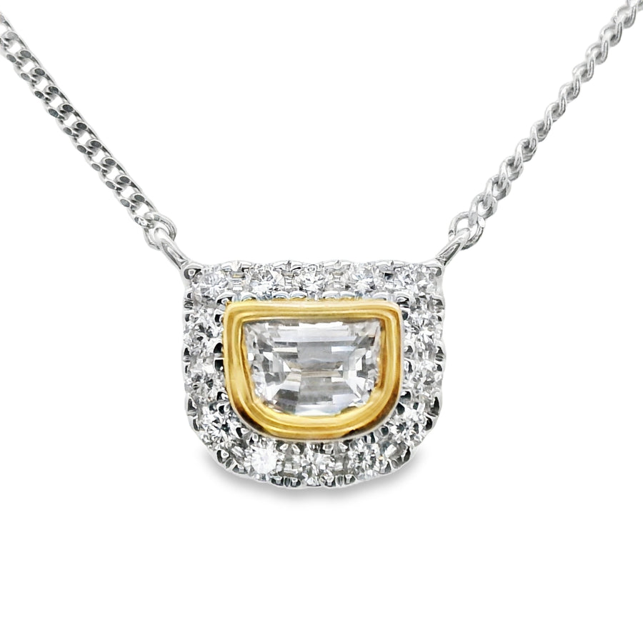 18kt Tu-Tone Gold Natural Diamond Free Form Pendant (.33ct)