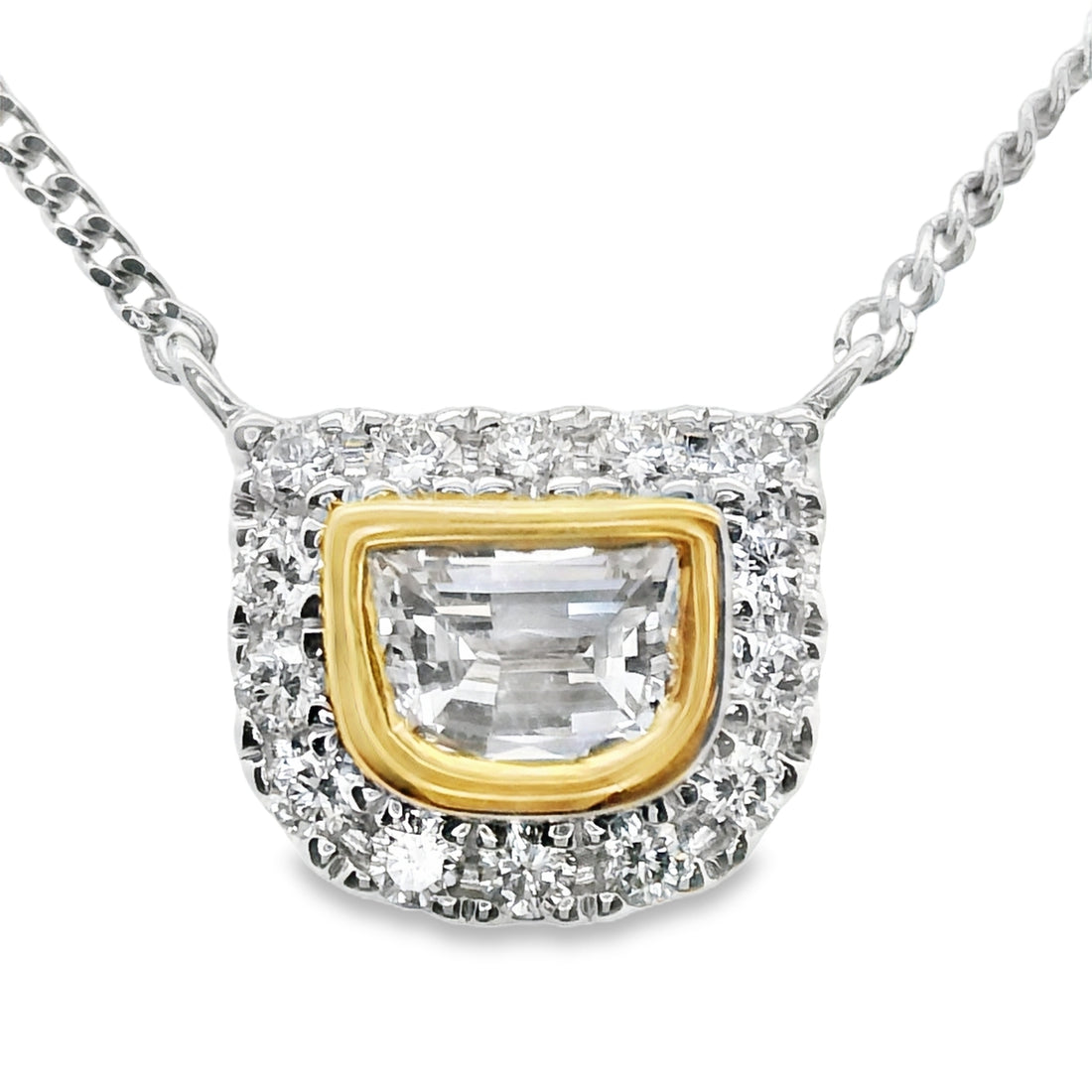 18kt Tu-Tone Gold Natural Diamond Free Form Pendant (.33ct)
