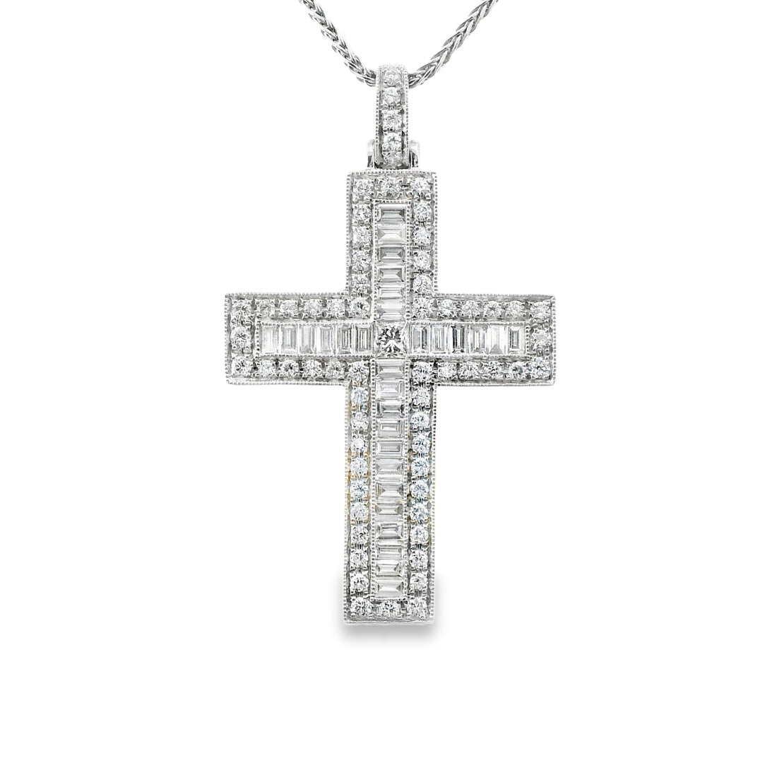 18kt White Gold Natural Diamond Cross Pendant (1.65ct)
