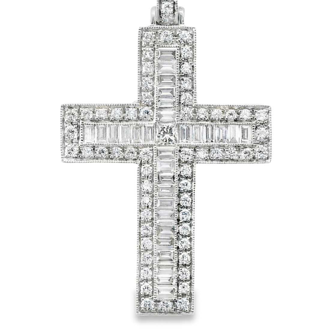 18kt White Gold Natural Diamond Cross Pendant (1.65ct)