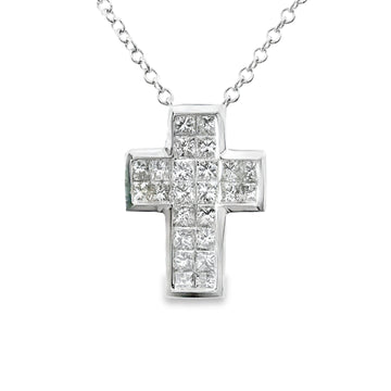 18kt White Gold Natural Diamond Cross Pendant (0.61ct)