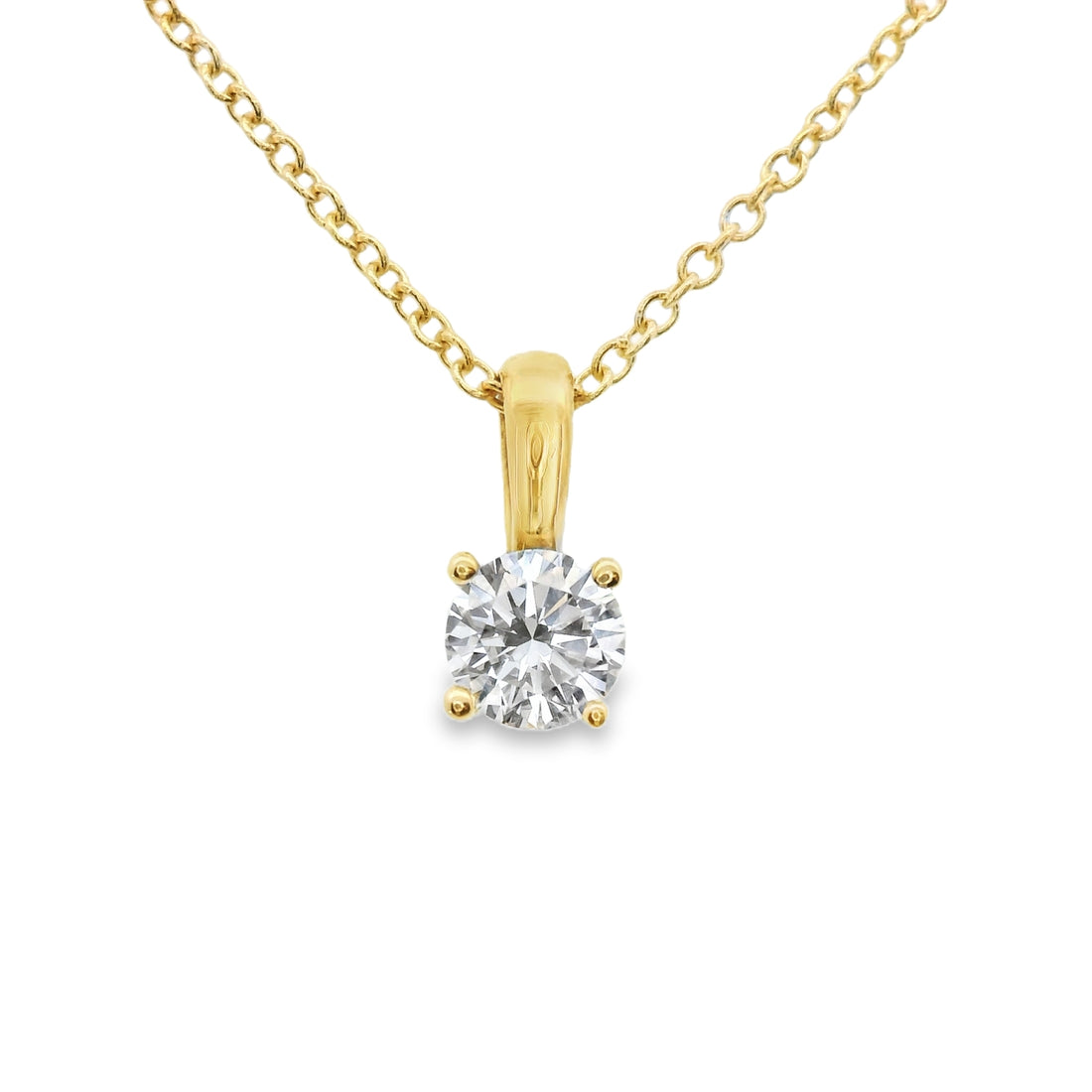 14kt Yellow Gold Lab-Grown Round Solitaire Diamond Pendant (.32ct)