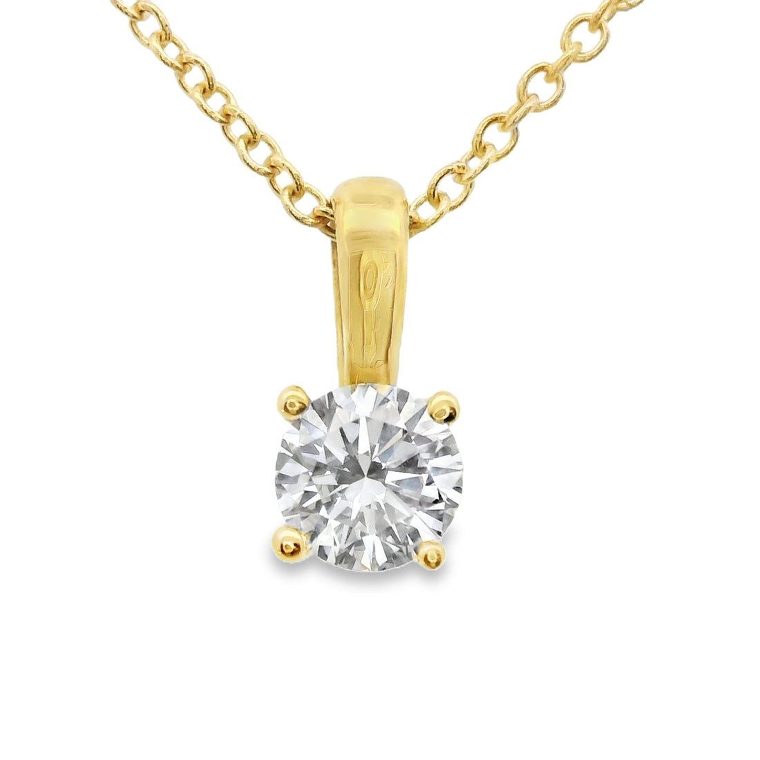 14kt Yellow Gold Lab-Grown Round Solitaire Diamond Pendant (.32ct)