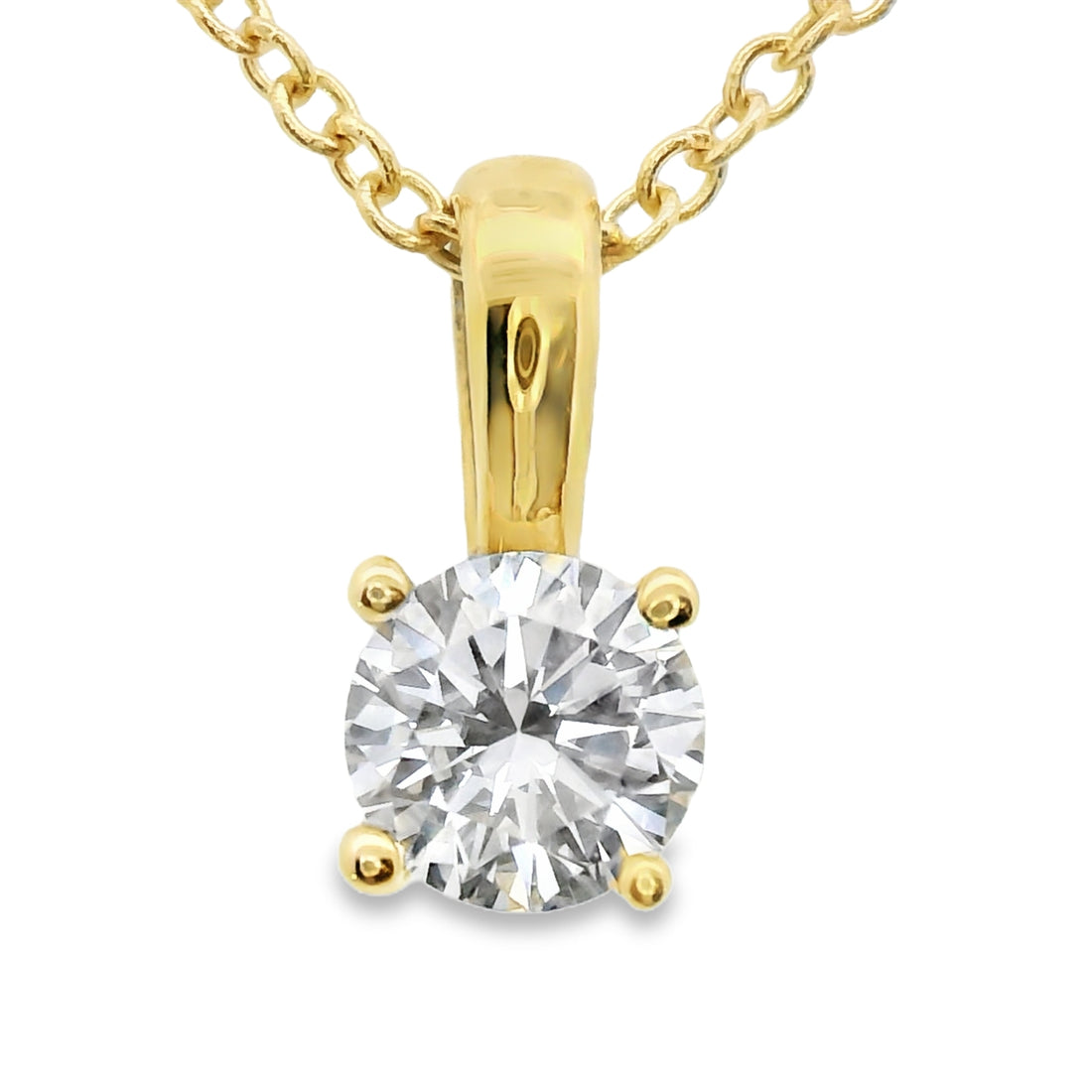 14kt Yellow Gold Lab-Grown Round Solitaire Diamond Pendant (.32ct)