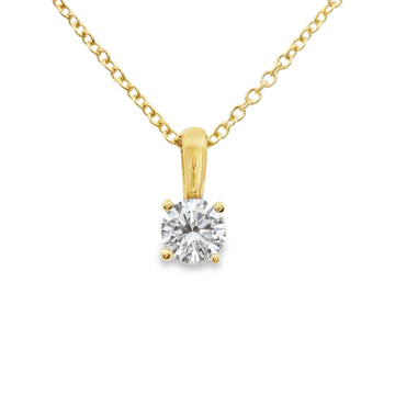 14kt Yellow Gold Lab-Grown Round Solitaire Diamond Pendant (.32ct)