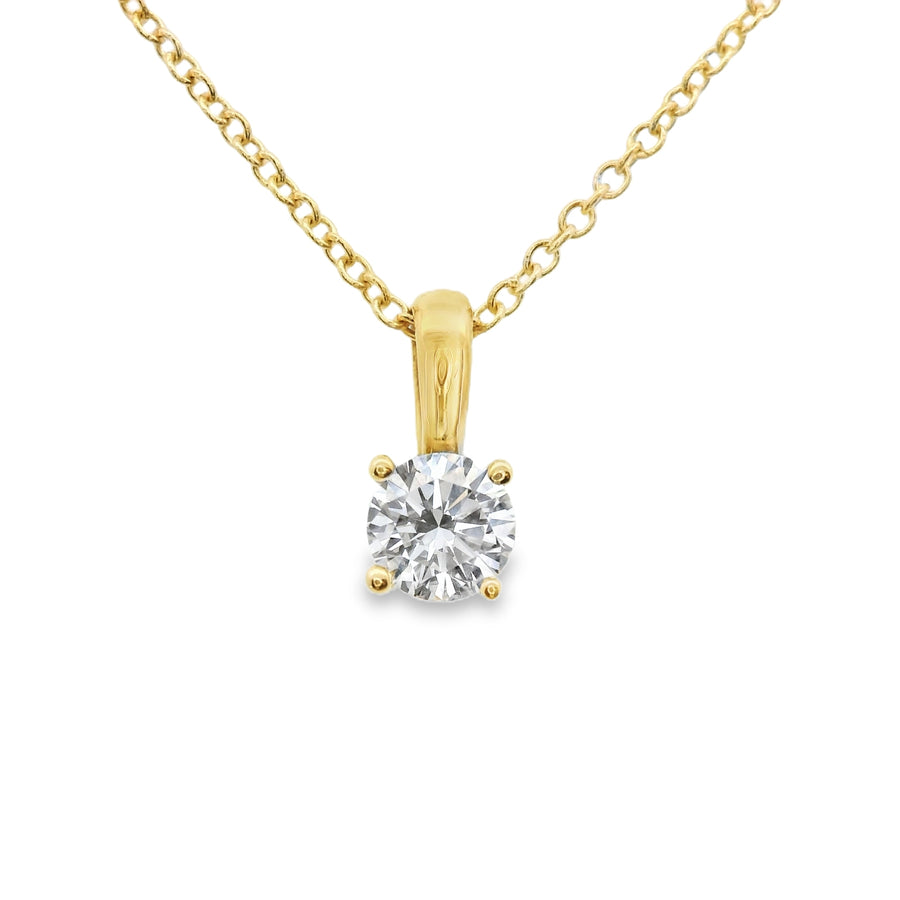 14kt Yellow Gold Lab-Grown Round Solitaire Diamond Pendant (.32ct)