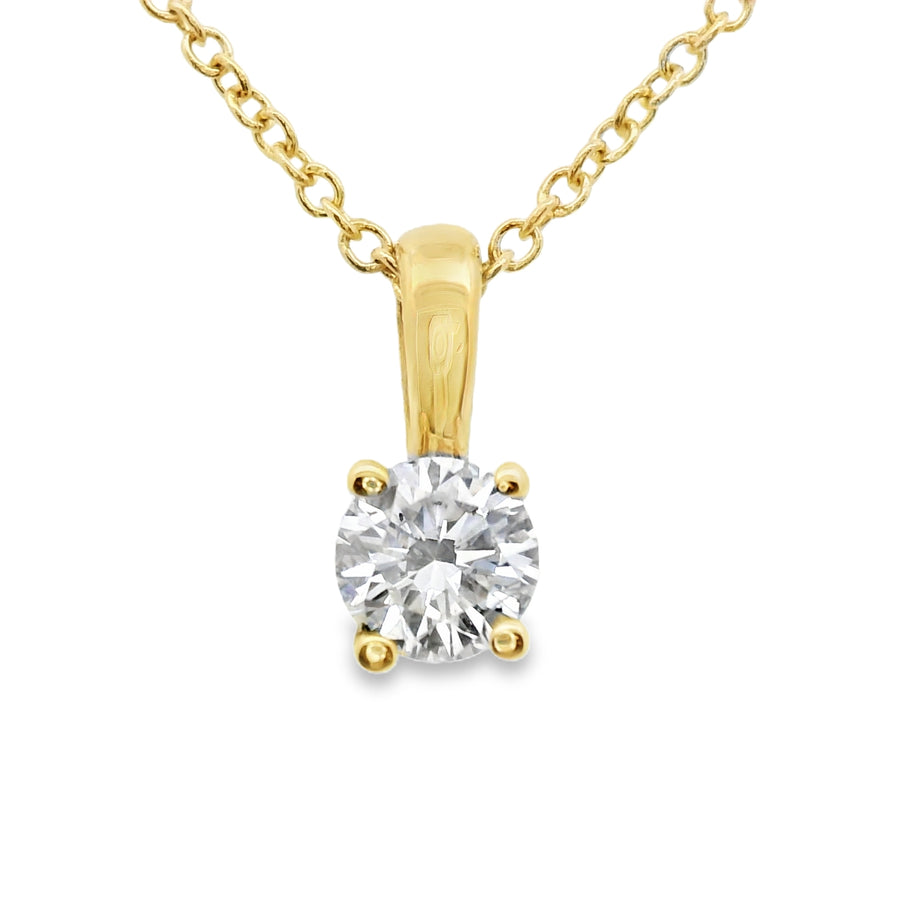 14kt Yellow Gold Lab-Grown Round Solitaire Diamond Pendant (.32ct)