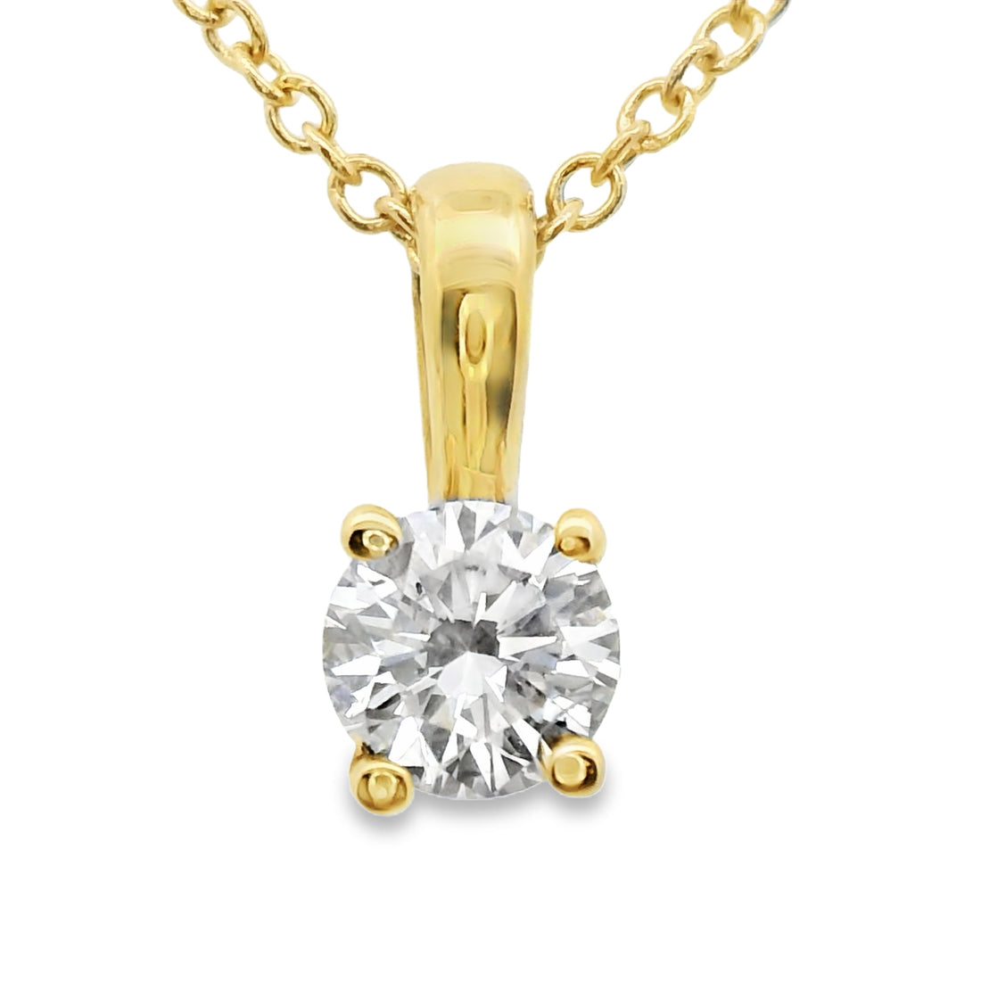 14kt Yellow Gold Lab-Grown Round Solitaire Diamond Pendant (.32ct)