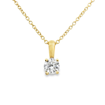 14kt Yellow Gold Lab-Grown Round Solitaire Diamond Pendant (.32ct)
