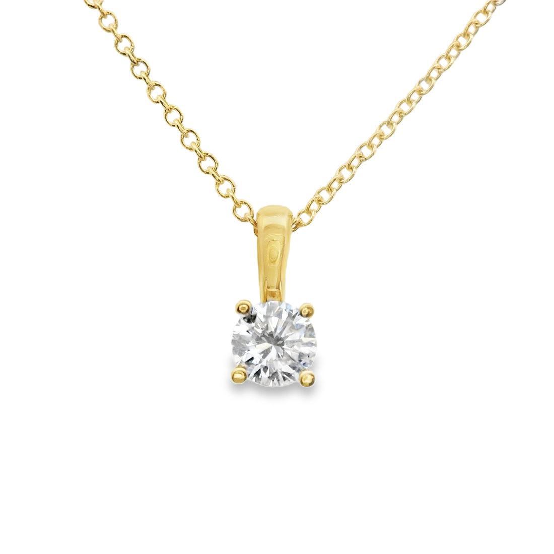 14kt Yellow Gold Lab-Grown Round Solitaire Diamond Pendant (.33ct)