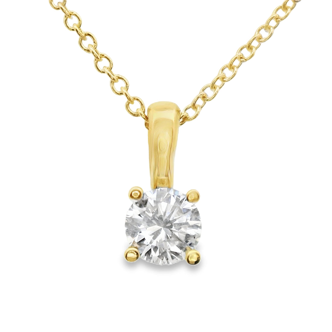14kt Yellow Gold Lab-Grown Round Solitaire Diamond Pendant (.33ct)