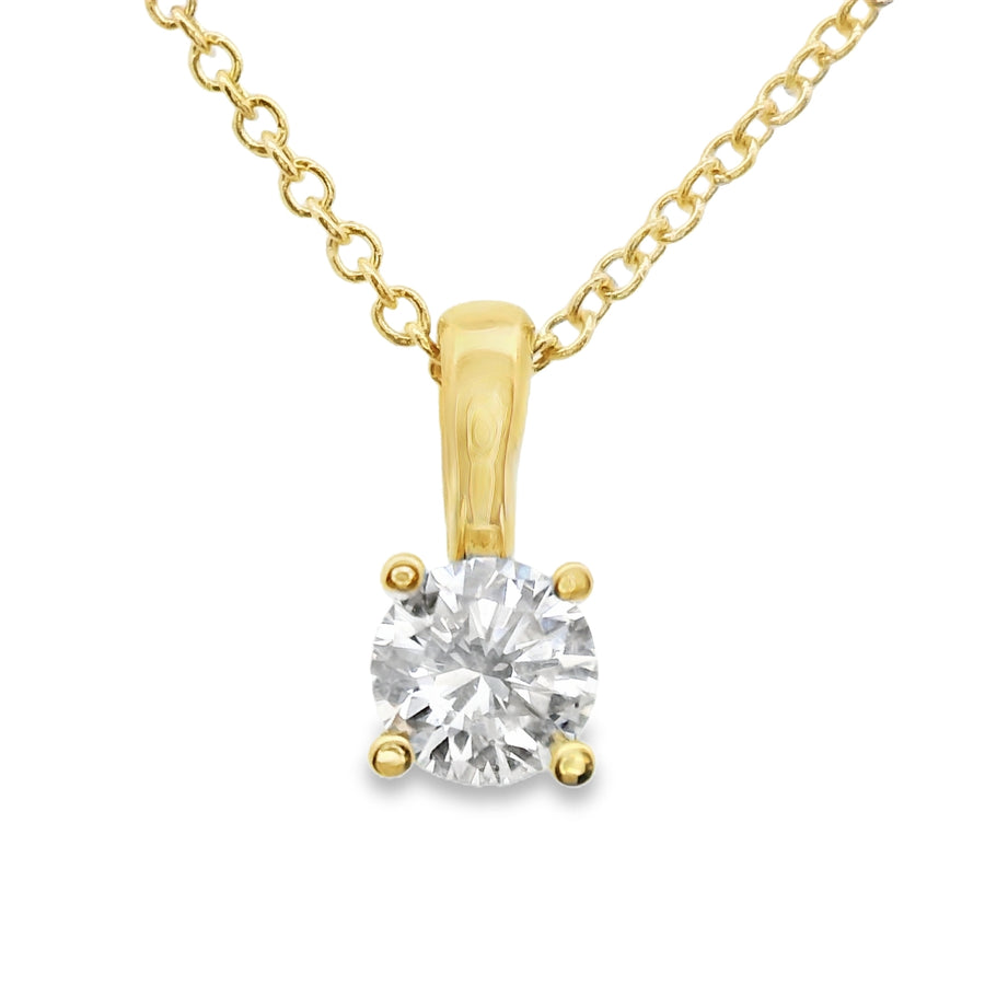 14kt Yellow Gold Lab-Grown Round Solitaire Diamond Pendant (.33ct)