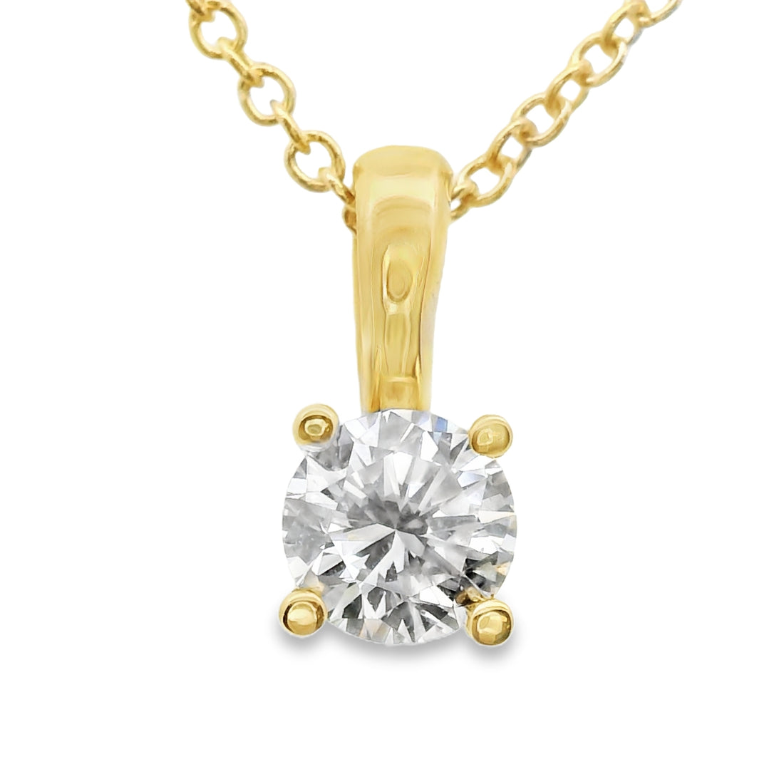 14kt Yellow Gold Lab-Grown Round Solitaire Diamond Pendant (.33ct)