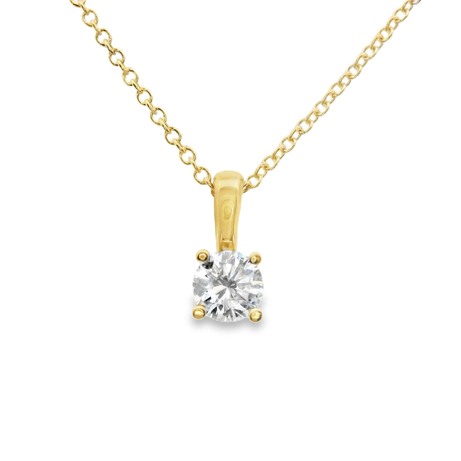 14kt Yellow Gold Lab-Grown Round Solitaire Diamond Pendant (.33ct)