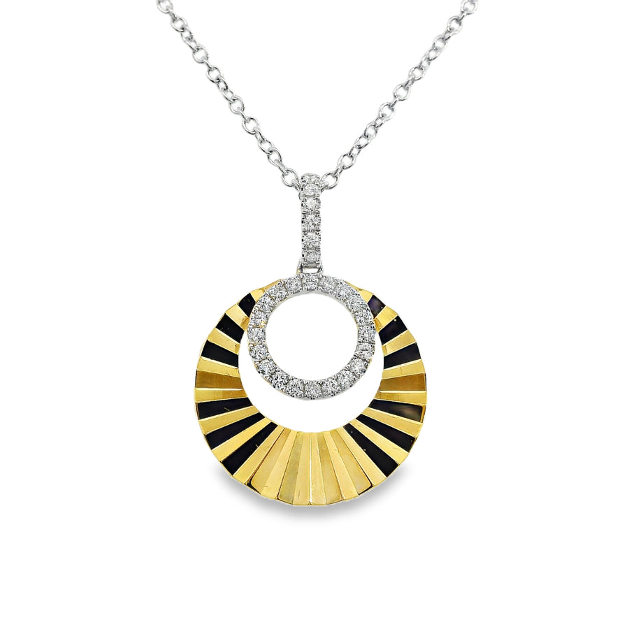 18kt Two-Tone Natural Round Diamond Circle Pendant (.26ct)