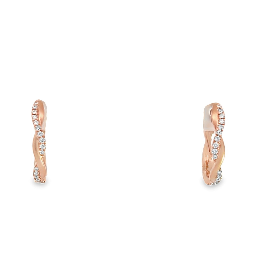 18K Rose Gold Hoop Diamond Earrings (.18ct)