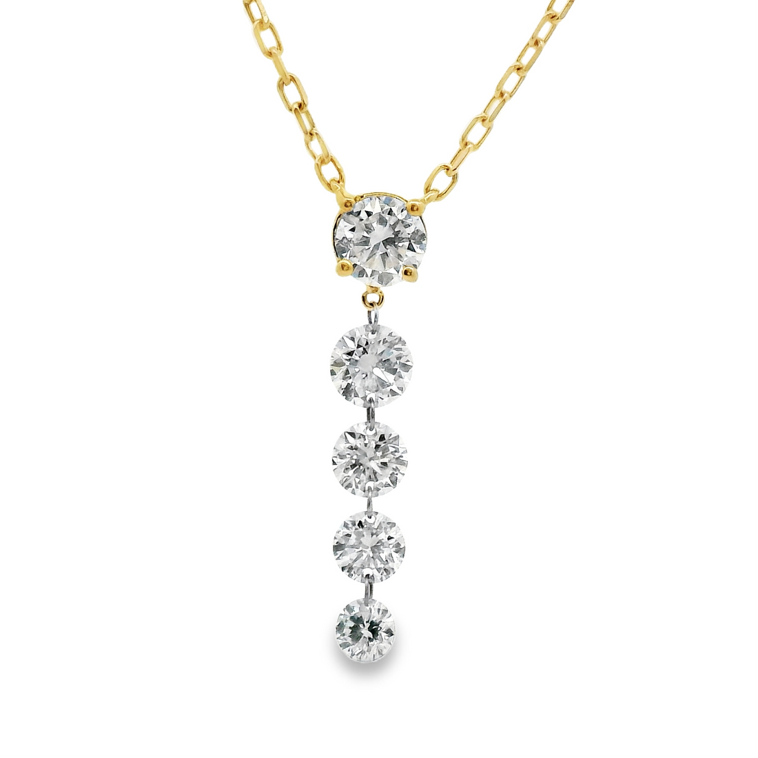 18kt Yellow Gold Natural Round Diamond Drop Pendant (0.62ct)