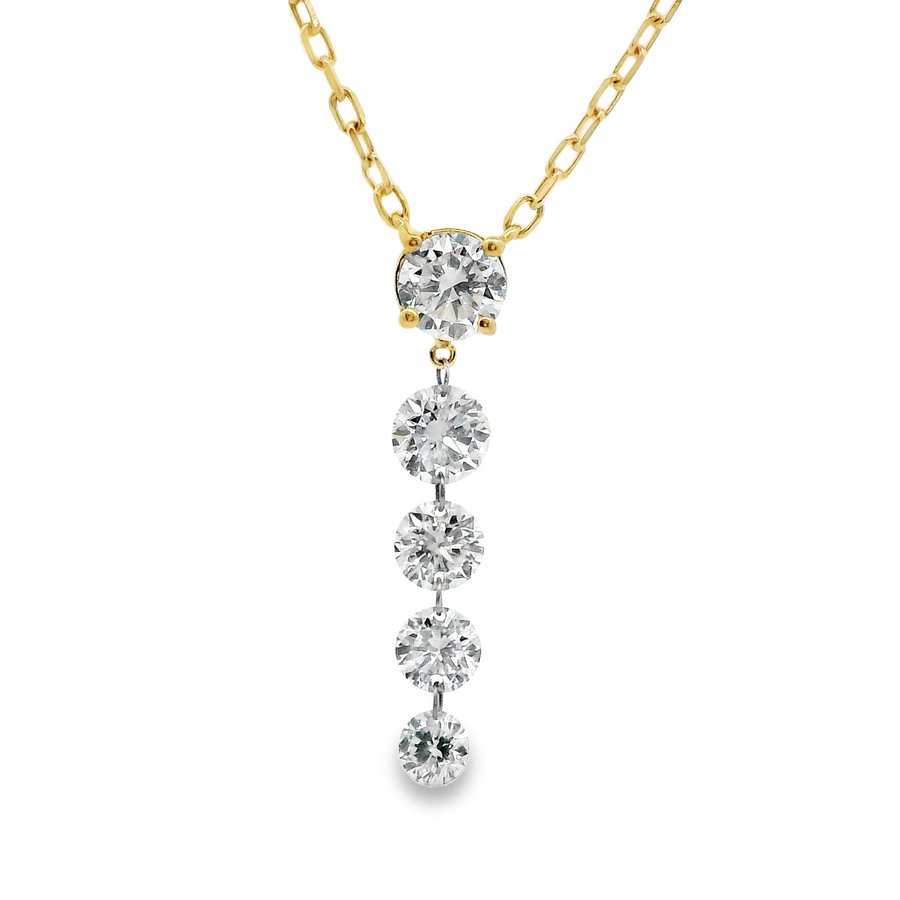 18kt Yellow Gold Natural Round Diamond Drop Pendant (0.62ct)