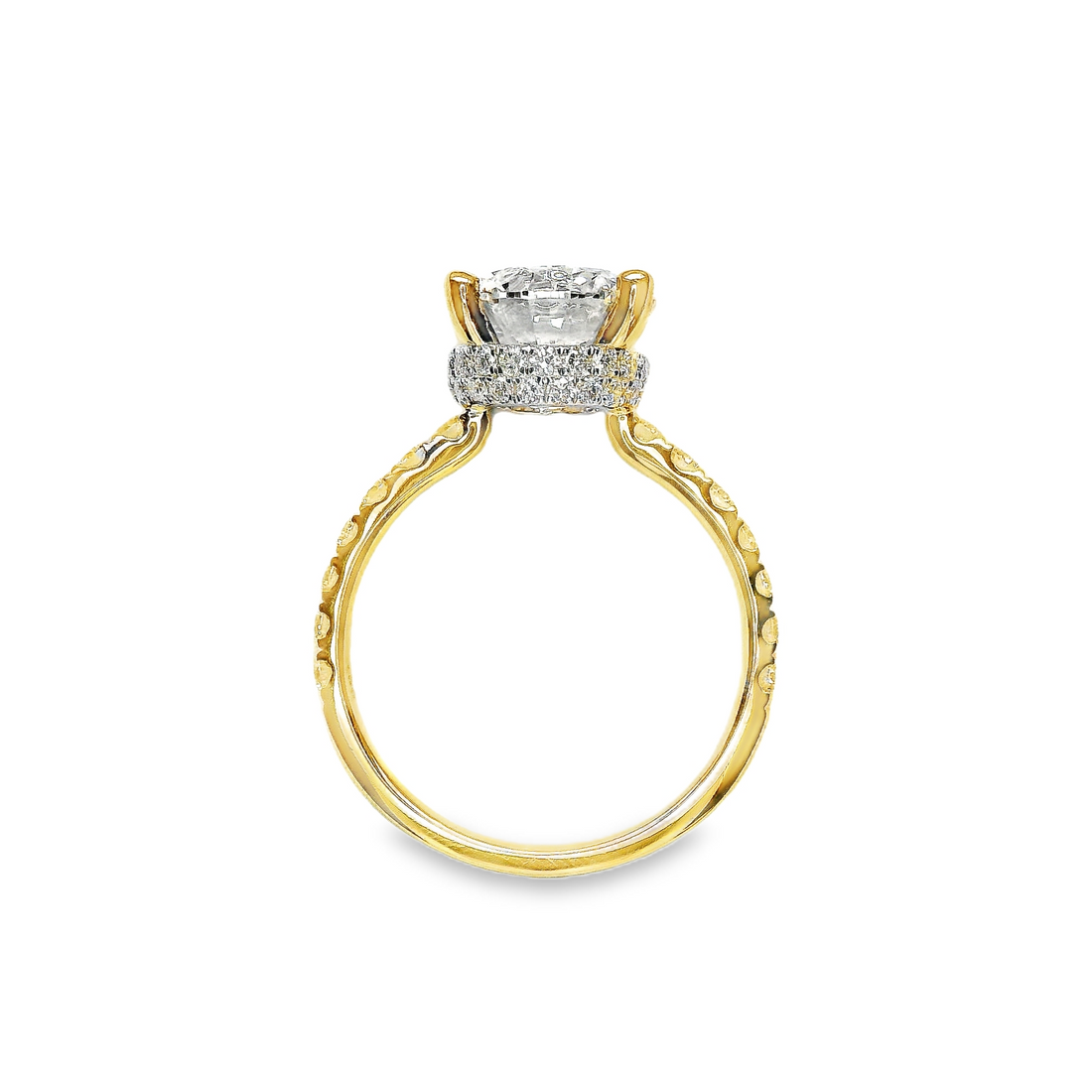18kt Two-Tone Lab-Grown Round Diamond and Natural Round Diamonds Engagement Ring (3.75ct)