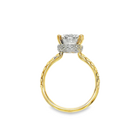 18kt Two-Tone Lab-Grown Round Diamond and Natural Round Diamonds Engagement Ring (3.75ct)