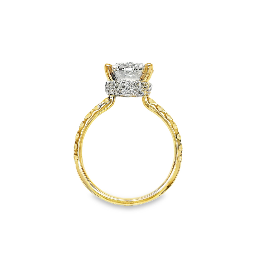 18kt Two-Tone Lab-Grown Round Diamond and Natural Round Diamonds Engagement Ring (3.75ct)