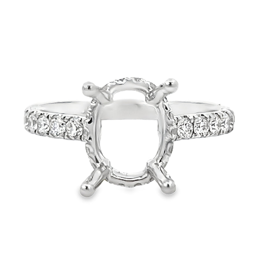 18kt White Gold Hidden Halo Natural Diamonds Semi-Mount Ring (0.58ct)