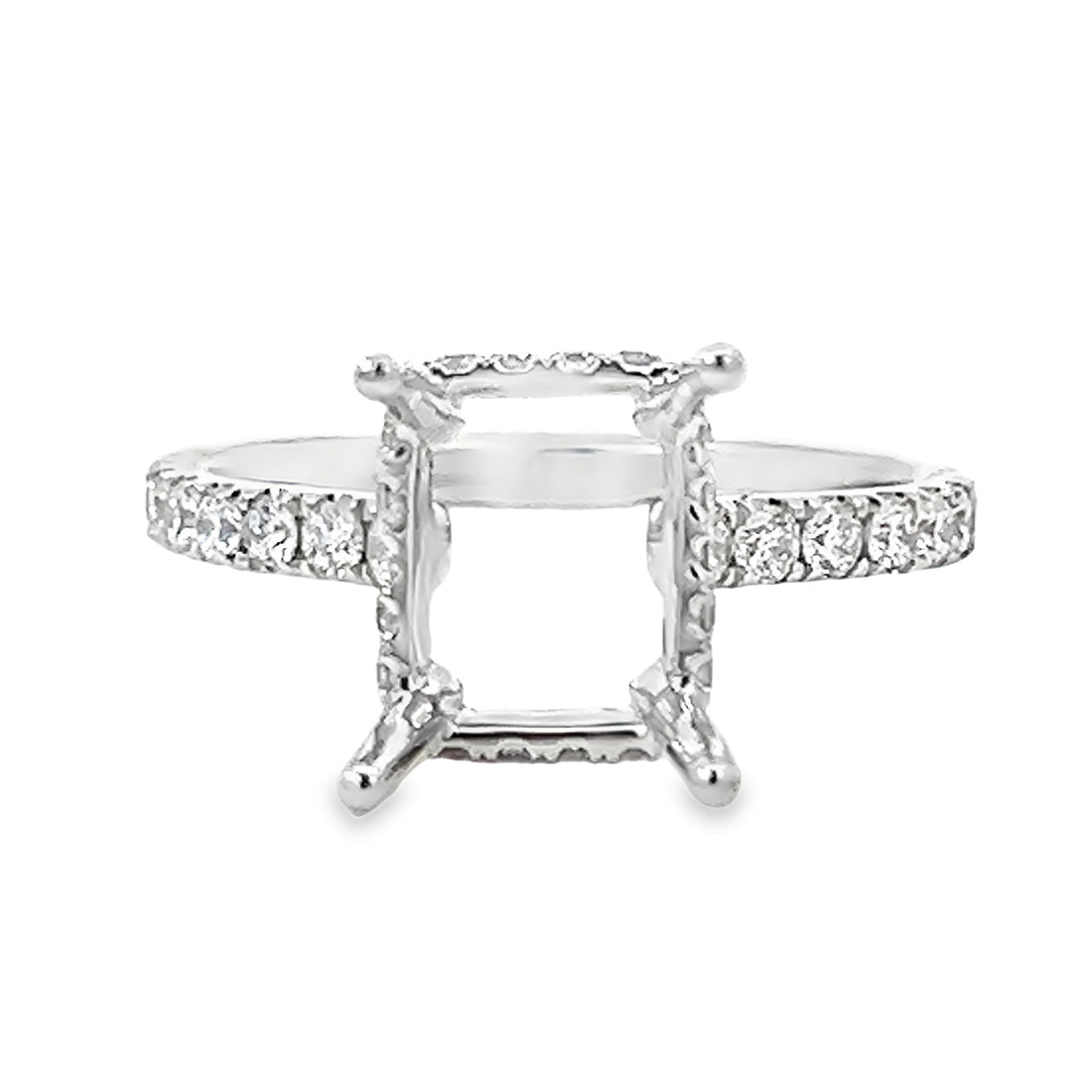 18kt White Gold Hidden Halo Natural Diamonds Semi-Mount Ring (0.54ct)