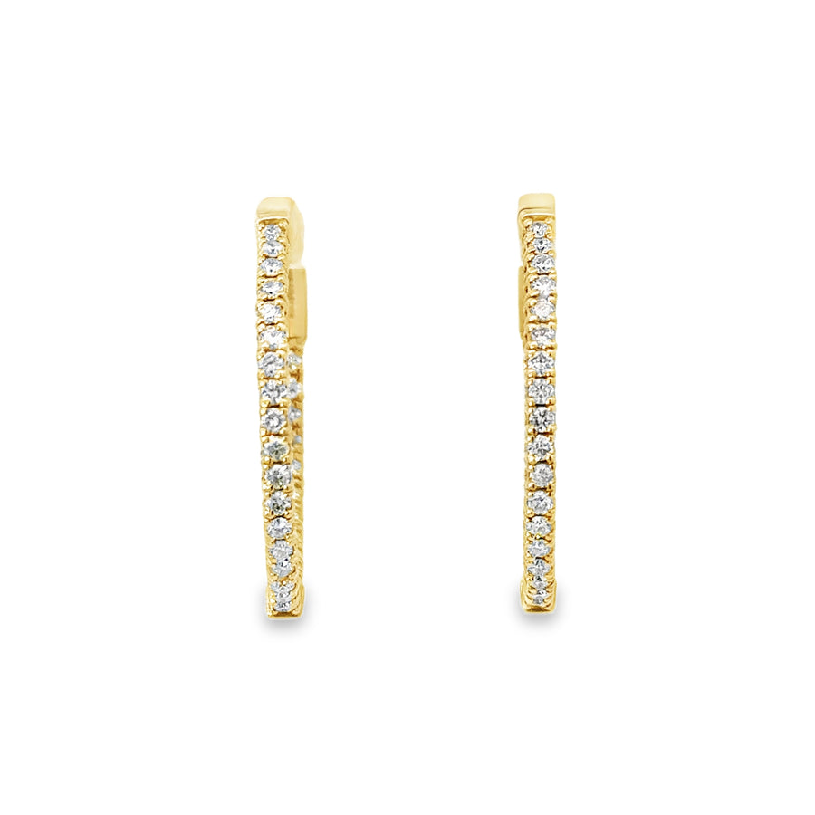 14kt Yellow Gold Natural Diamonds Medium Hoop Earrings (1.06ct)