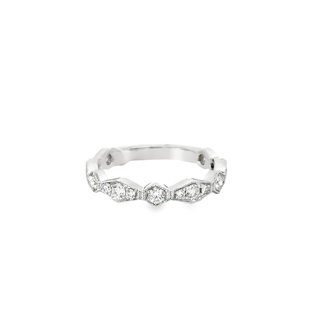 18K White Gold Vintage Style Diamond Wedding Ring (.50ct)