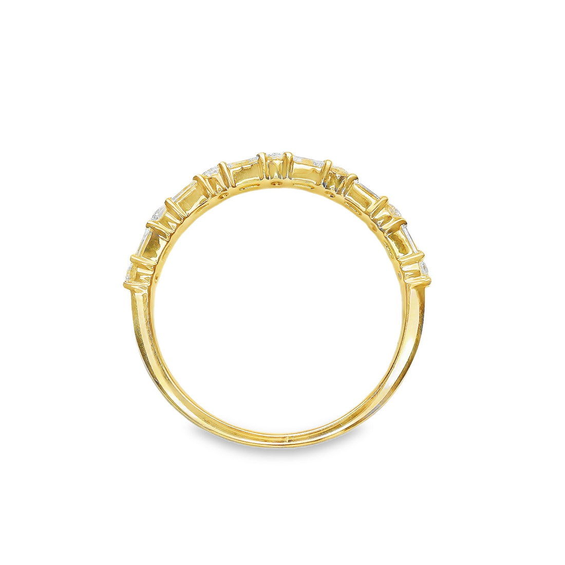 18kt Yellow Gold Natural Baguette and Round Diamond Wedding Ring (.52ct)