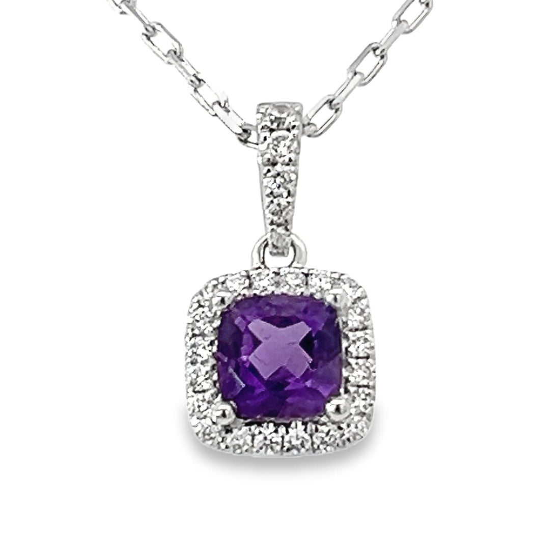 18kt White Gold Natural Amethyst And Natural Diamonds Pendant (0.75ct)